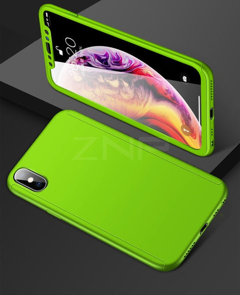 360 Full Cover PC Phone Case For iPhone With Tempered Glass