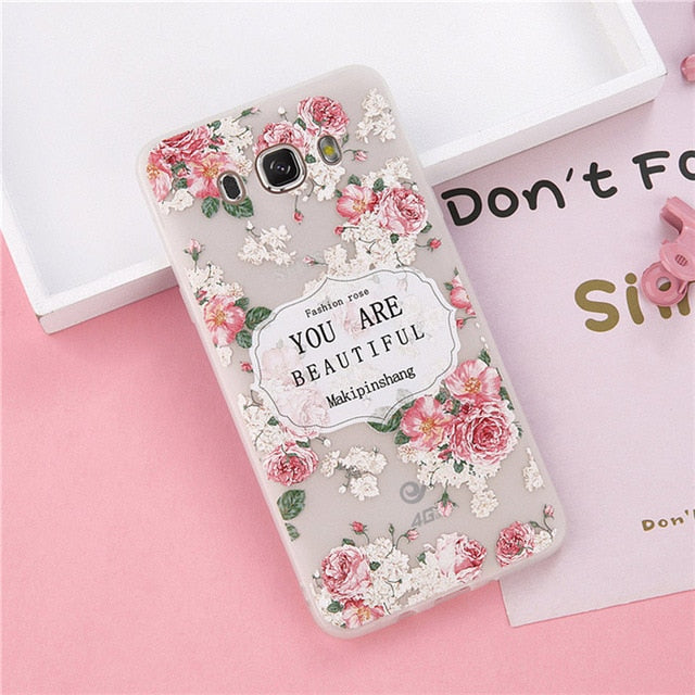 3D Soft Relief Flower Floral Silicone Phone Cover For Samsung