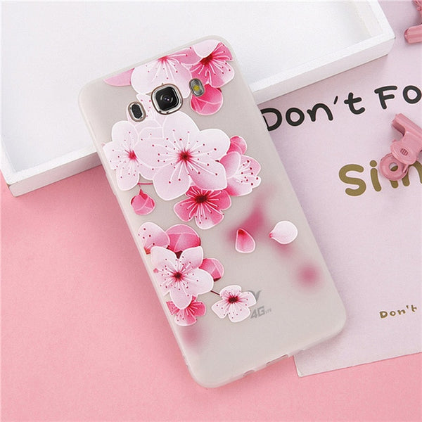 3D Soft Relief Flower Floral Silicone Phone Cover For Samsung