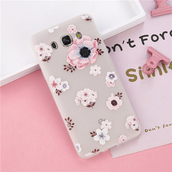 3D Soft Relief Flower Floral Silicone Phone Cover For Samsung