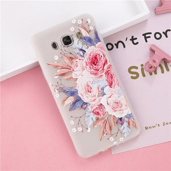 3D Soft Relief Flower Floral Silicone Phone Cover For Samsung