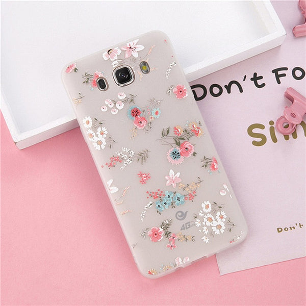 3D Soft Relief Flower Floral Silicone Phone Cover For Samsung