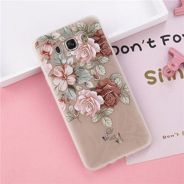 3D Soft Relief Flower Floral Silicone Phone Cover For Samsung