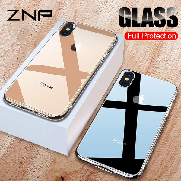 Ultra Thin Transparent Back Glass Cover Case For iPhone