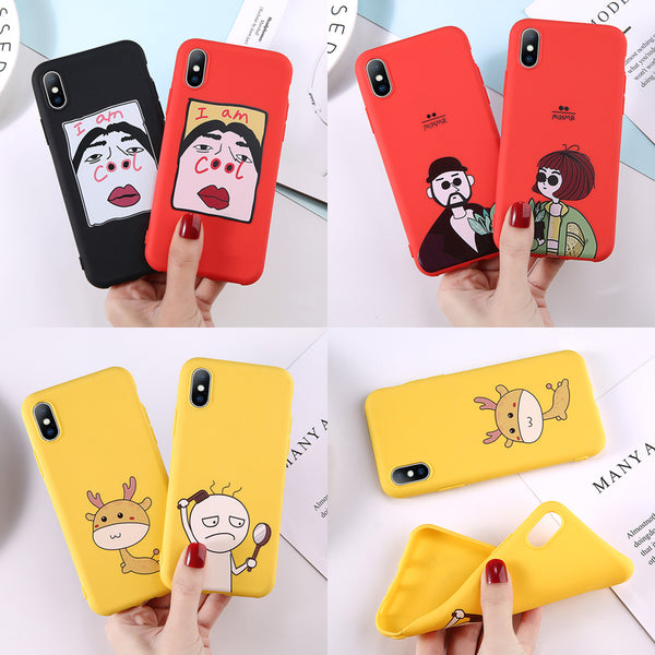 Cute Cartoon Letter Deer Smiley Face Soft Case For iPhone