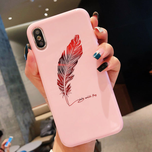 Silicone Feather Case For iPhone Back Cover