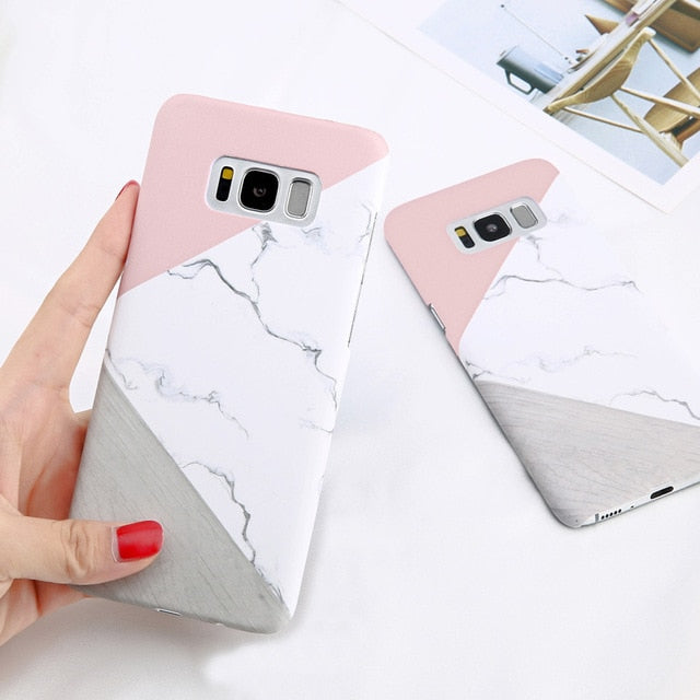 Stone Marble Geometric Stitching Hard Case For Samsung