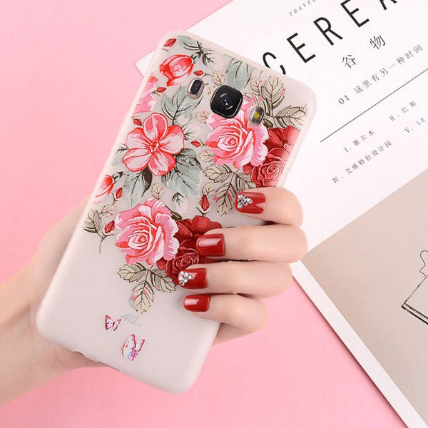 3D Relief Beautiful Lotus Flower Phone Case For Samsung