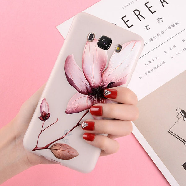 3D Relief Beautiful Lotus Flower Phone Case For Samsung