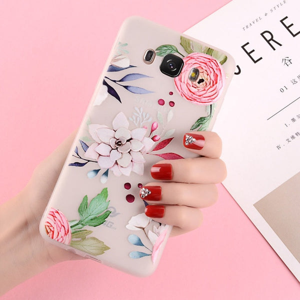 3D Relief Beautiful Lotus Flower Phone Case For Samsung