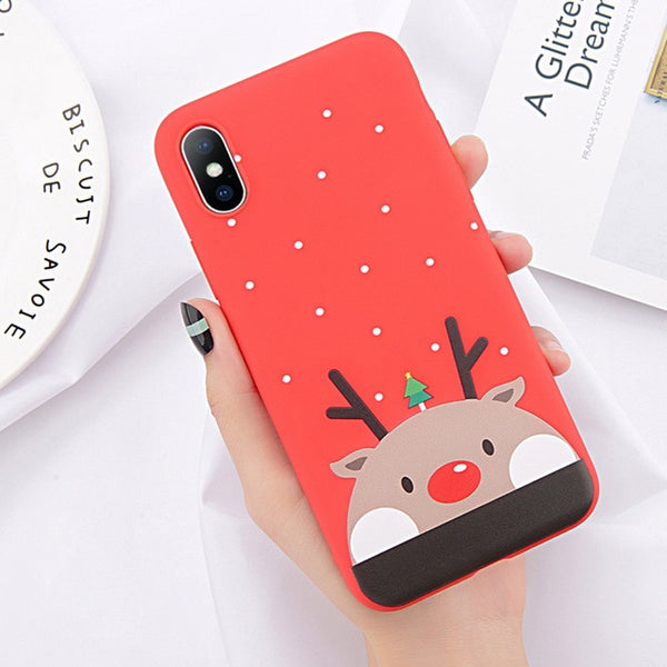 Cute Cartoon Letter Deer Smiley Face Soft Case For iPhone