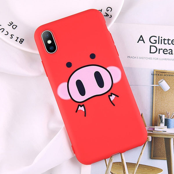 Cute Cartoon Letter Deer Smiley Face Soft Case For iPhone