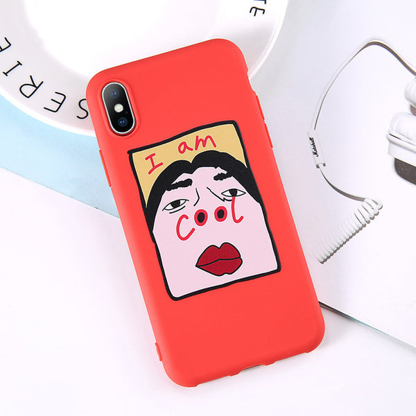 Cute Cartoon Letter Deer Smiley Face Soft Case For iPhone