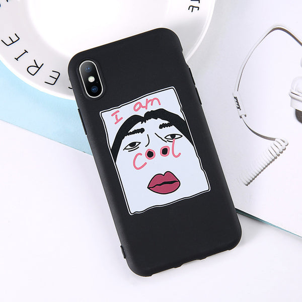 Cute Cartoon Letter Deer Smiley Face Soft Case For iPhone