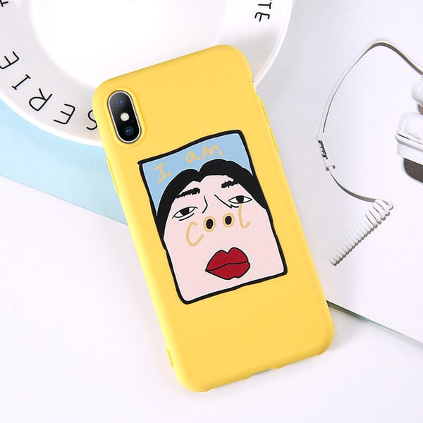 Cute Cartoon Letter Deer Smiley Face Soft Case For iPhone