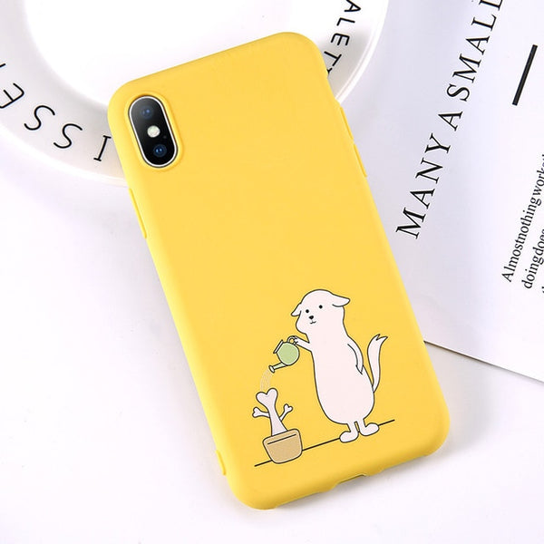 Cute Cartoon Letter Deer Smiley Face Soft Case For iPhone