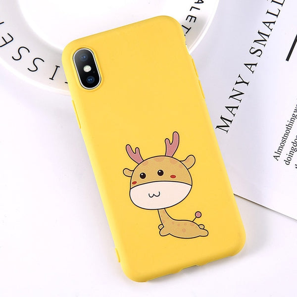 Cute Cartoon Letter Deer Smiley Face Soft Case For iPhone