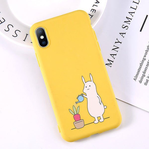 Cute Cartoon Letter Deer Smiley Face Soft Case For iPhone