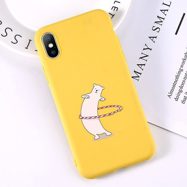 Cute Cartoon Letter Deer Smiley Face Soft Case For iPhone