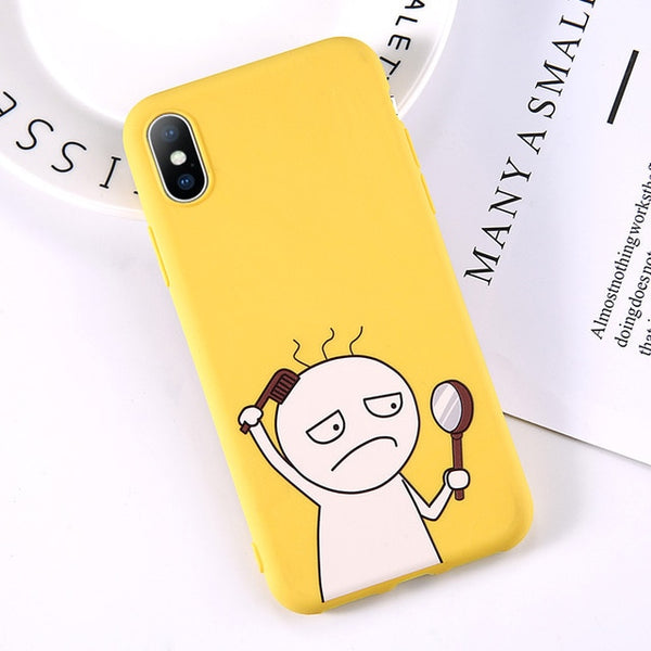 Cute Cartoon Letter Deer Smiley Face Soft Case For iPhone