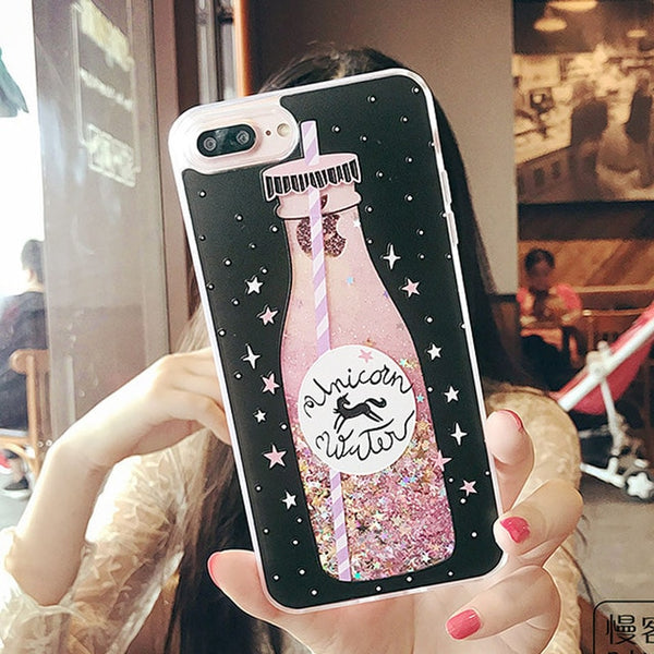 Glitter Bottle Quicksand Dynamic Phone Case For iPhone