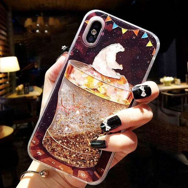 Glitter Bottle Quicksand Dynamic Phone Case For iPhone