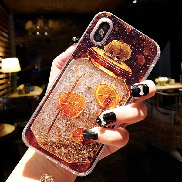 Glitter Bottle Quicksand Dynamic Phone Case For iPhone