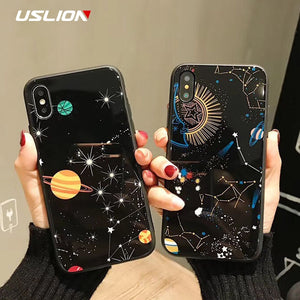 Glossy Space Planet Stars Phone Case For iPhone