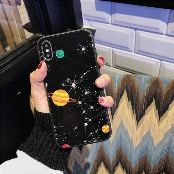 Glossy Space Planet Stars Phone Case For iPhone