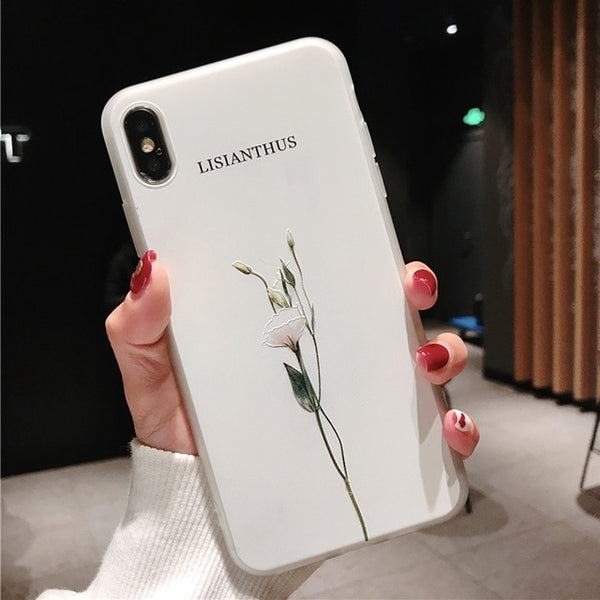 3D Relief Flower Leaf Phone Cover For iPhone