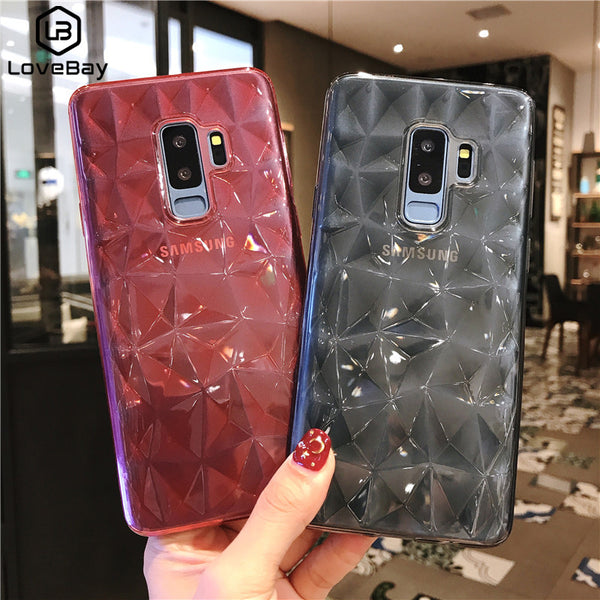 Diamond Texture Clear Soft Case For Samsung