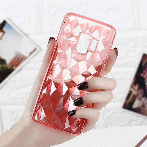 Diamond Texture Clear Soft Case For Samsung