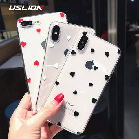 Transparent Love Heart Silicon Case For iPhone