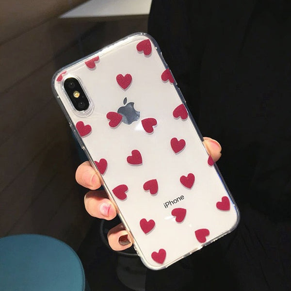 Transparent Love Heart Silicon Case For iPhone