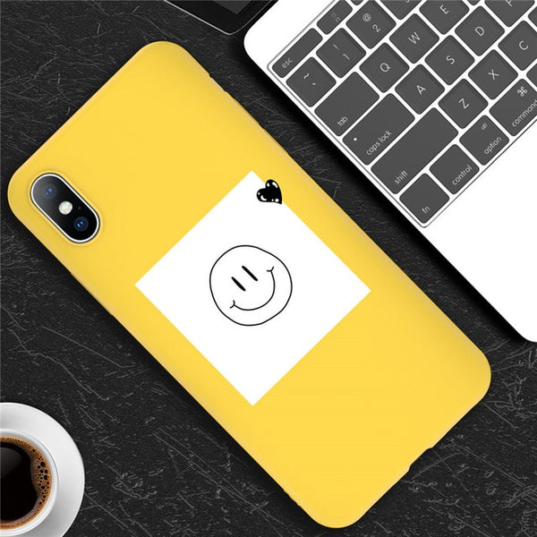 Fashion Cute Cartoon Letter Smiley Face Soft case For iPhone