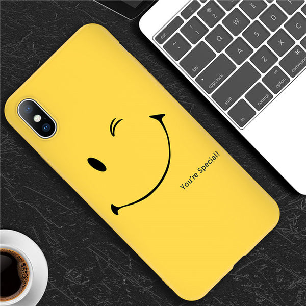 Fashion Cute Cartoon Letter Smiley Face Soft case For iPhone