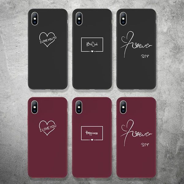 Cute Cartoon Love Heart Wine Red Soft Case For iPhone