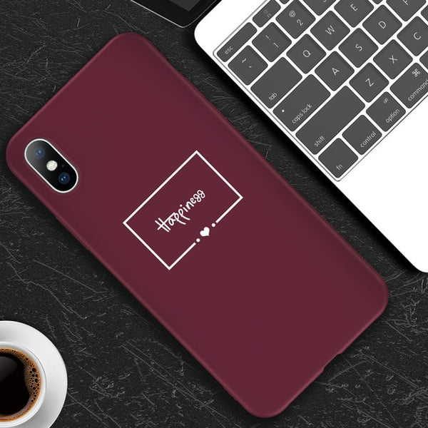 Cute Cartoon Love Heart Wine Red Soft Case For iPhone