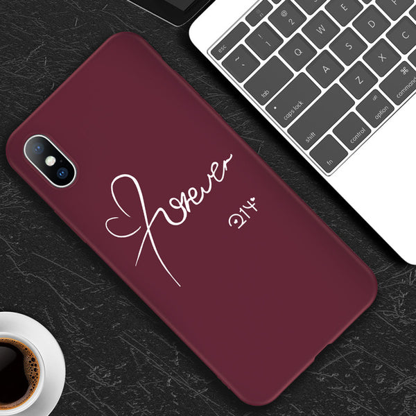 Cute Cartoon Love Heart Wine Red Soft Case For iPhone