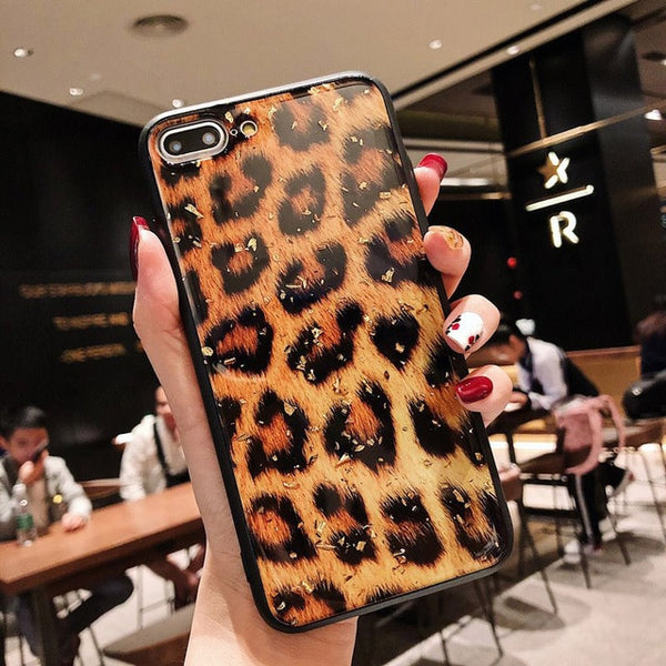 Luxury Glitter Bling Foil Leopard Print Hard case For iPhone