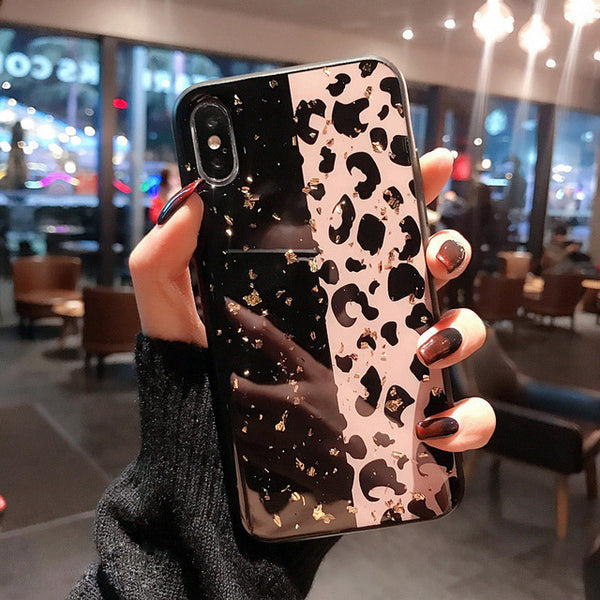 Luxury Glitter Bling Foil Leopard Print Hard case For iPhone