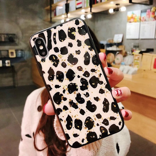 Luxury Glitter Bling Foil Leopard Print Hard case For iPhone