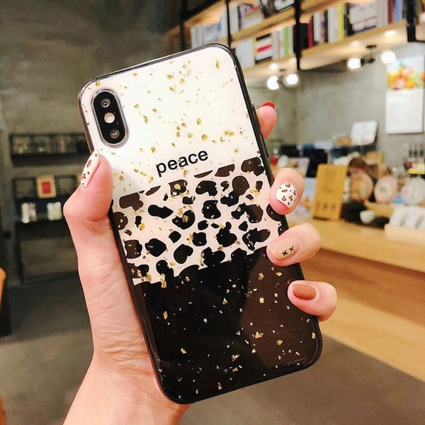 Luxury Glitter Bling Foil Leopard Print Hard case For iPhone