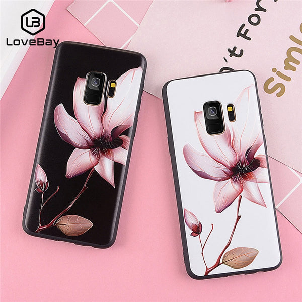 Fashion Cute Relief Lotus Flower Soft Phone Case For Samsung