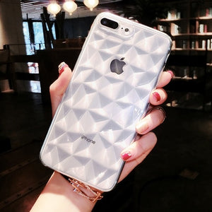 Clear Diamond Pattern Case For iPhone