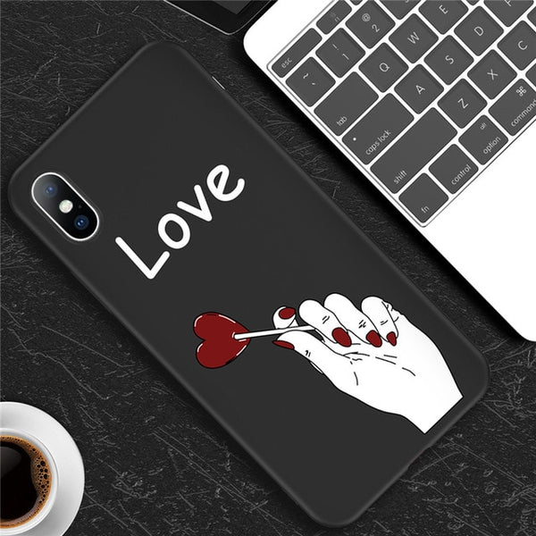 Cute Cartoon Love Heart Soft case For iPhone