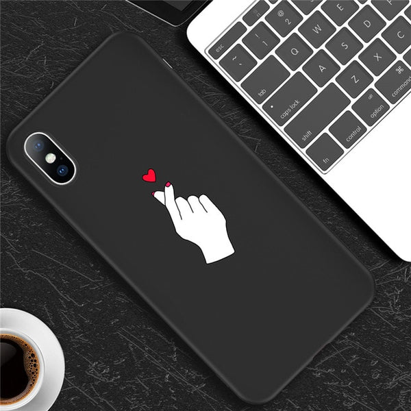 Cute Cartoon Love Heart Soft case For iPhone