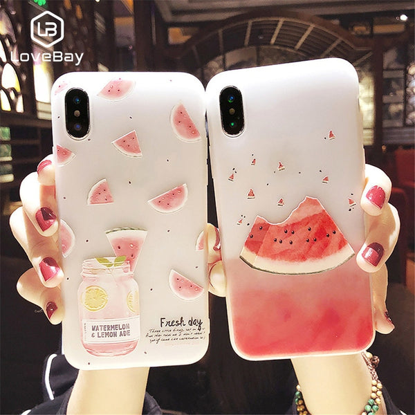 3D Relief Flower Flamingo Leaf Cat Dog Watermelon Soft case For iPhone