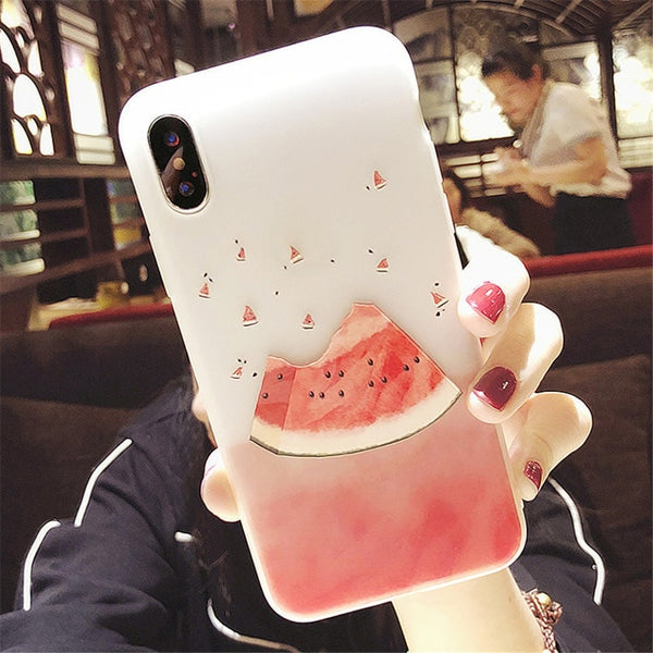 3D Relief Flower Flamingo Leaf Cat Dog Watermelon Soft case For iPhone