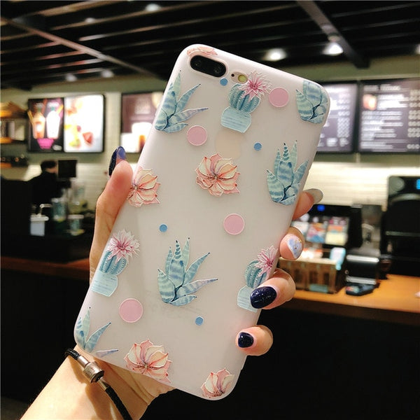 3D Relief Flower Flamingo Leaf Cat Dog Watermelon Soft case For iPhone